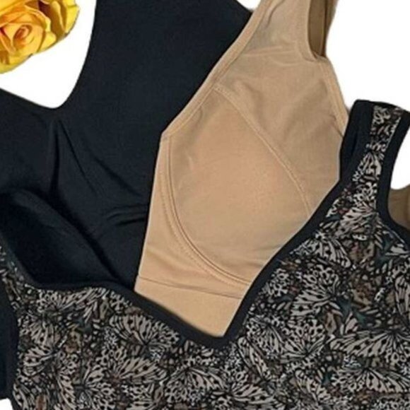 Rhonda Shear 3-pack Mesh Front Leisure Bra LARGE - Picture 8 of 9